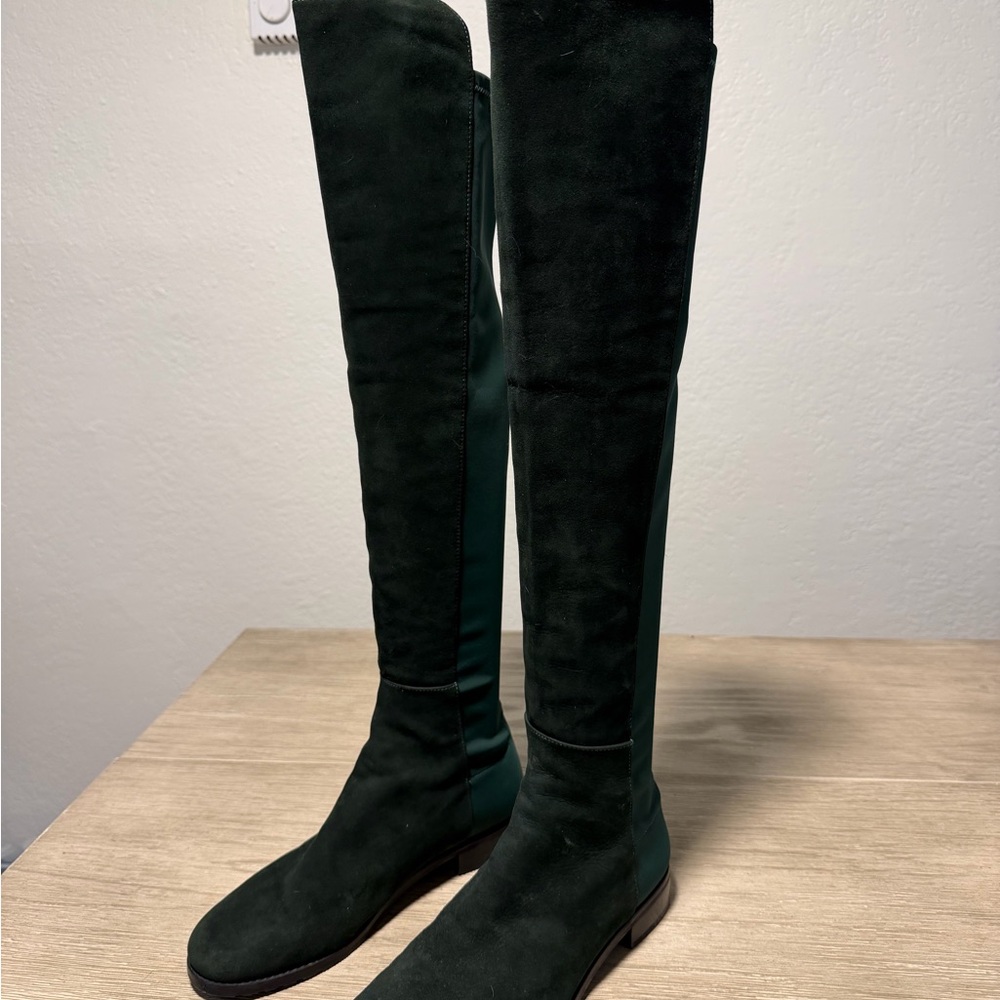 Stuart Weitzman Forest Green Suede Over-the-Knee Boots